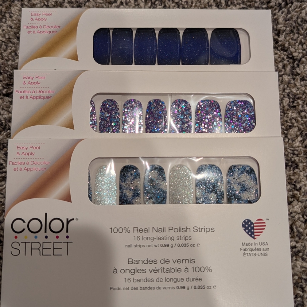 Color Street Nail Polish Strips - Glitter Blue and Silver